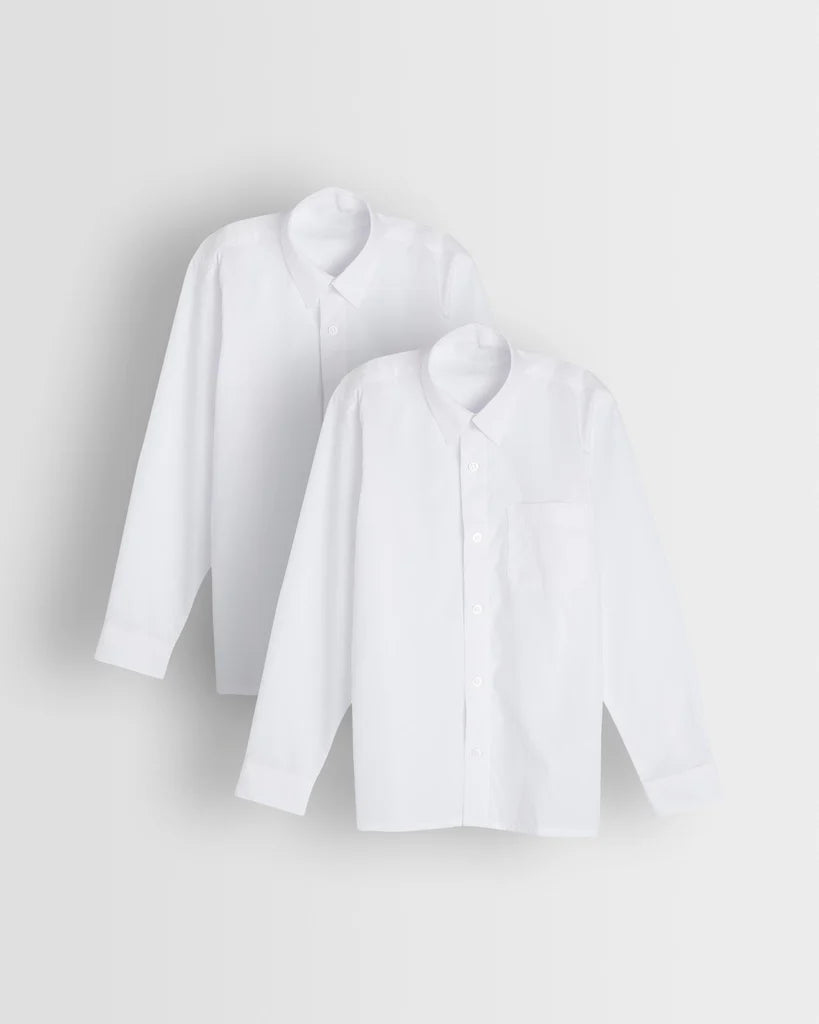 Boys White Long Sleeved Shirt- Pack of 2